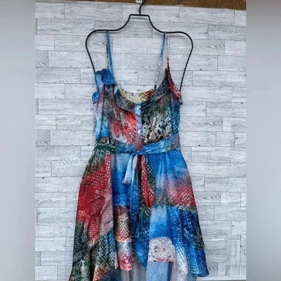 SUKISO WOMEN'S JULIET HIGH TO LOW DRESS IN RAINBOW SNAKESKIN LARGE - Picture 6 of 14